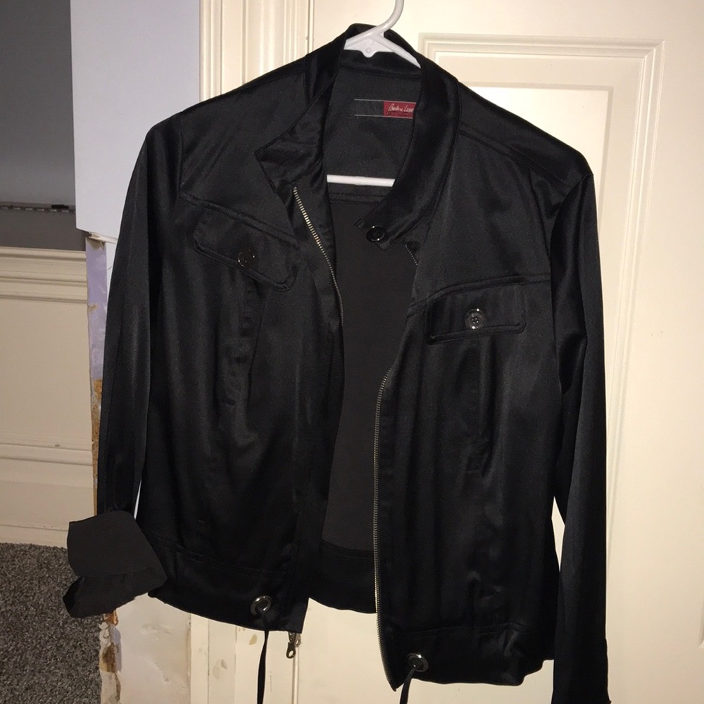 Satin like materiel dressy jacket with drawstring